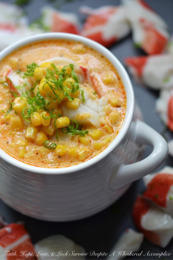 Cajun Lime Corn Chowder with Crab - The fresh fragrant hint of lime paired with corn and imitation crab meat in this quick to make Cajun chowder truly is something memorable. Whether you serve it for Mardi Gras or on any other day of the year, you're sure to fall in love with its amazing flavor.