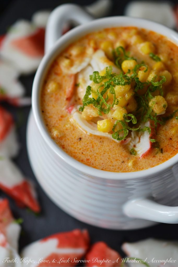 Cajun Lime Corn Chowder with Crab - The fresh fragrant hint of lime paired with corn and imitation crab meat in this quick to make Cajun chowder truly is something memorable. Whether you serve it for Mardi Gras or on any other day of the year, you're sure to fall in love with its amazing flavor.