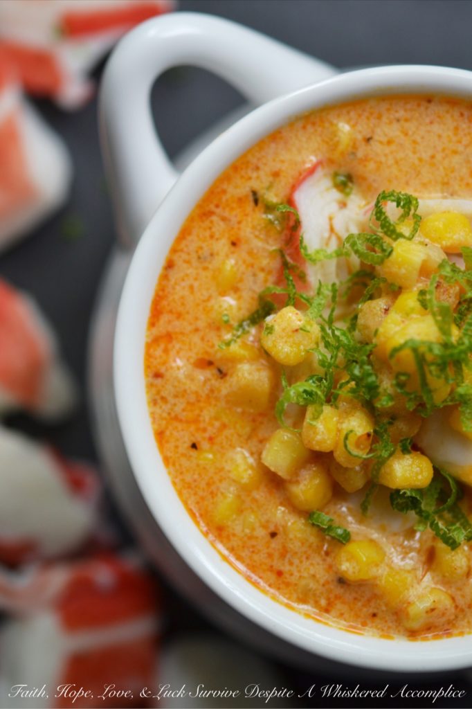 Cajun Lime Corn Chowder with Crab - The fresh fragrant hint of lime paired with corn and imitation crab meat in this quick to make Cajun chowder truly is something memorable. Whether you serve it for Mardi Gras or on any other day of the year, you're sure to fall in love with its amazing flavor.