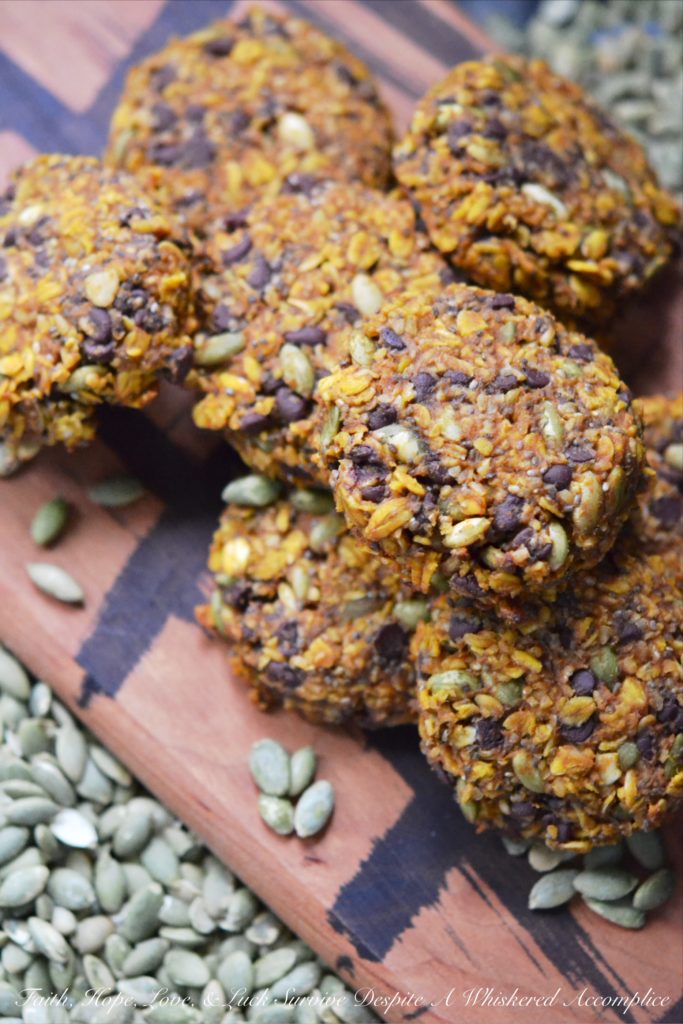 Pumpkin Chocolate Chip Granola Cookies - These pumpkin chocolate chip granola cookies are a delicious and healthy treat, packed with loads of flavor and texture. The oats, chia seeds, and pepitas provide a crunchy texture, while the pumpkin purée, peanut butter, honey, and cinnamon add just the right touch of sweet fall flavor. And once miniature chocolate chips are folded into the mix, these cookies will surely satisfy your sweet tooth, whether you enjoy them as a snack, an after-meal treat, or even as a breakfast companion to fresh fruit.