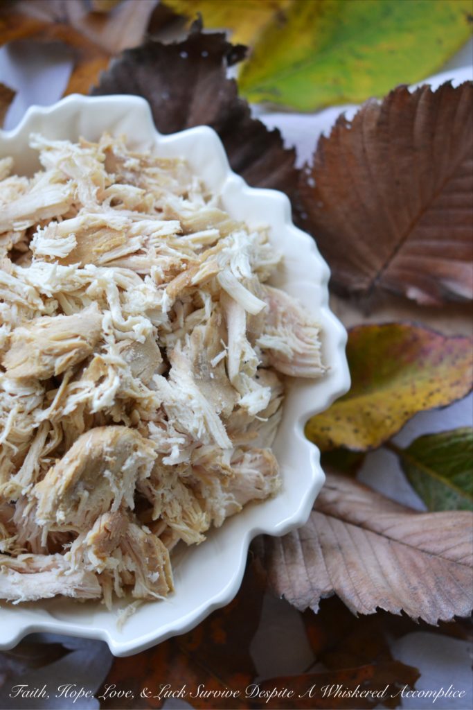 Autumn Crockpot Poached Chicken Breasts | Faith, Hope, Love, and Luck Survive Despite a Whiskered Accomplice
