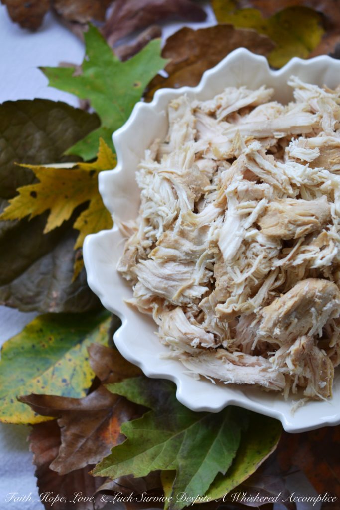 Autumn Crockpot Poached Chicken Breasts | Faith, Hope, Love, and Luck Survive Despite a Whiskered Accomplice