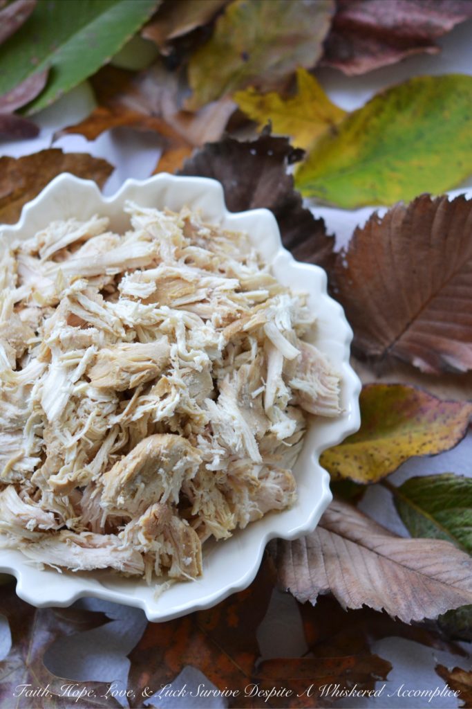 Autumn Crockpot Poached Chicken Breasts | Faith, Hope, Love, and Luck Survive Despite a Whiskered Accomplice
