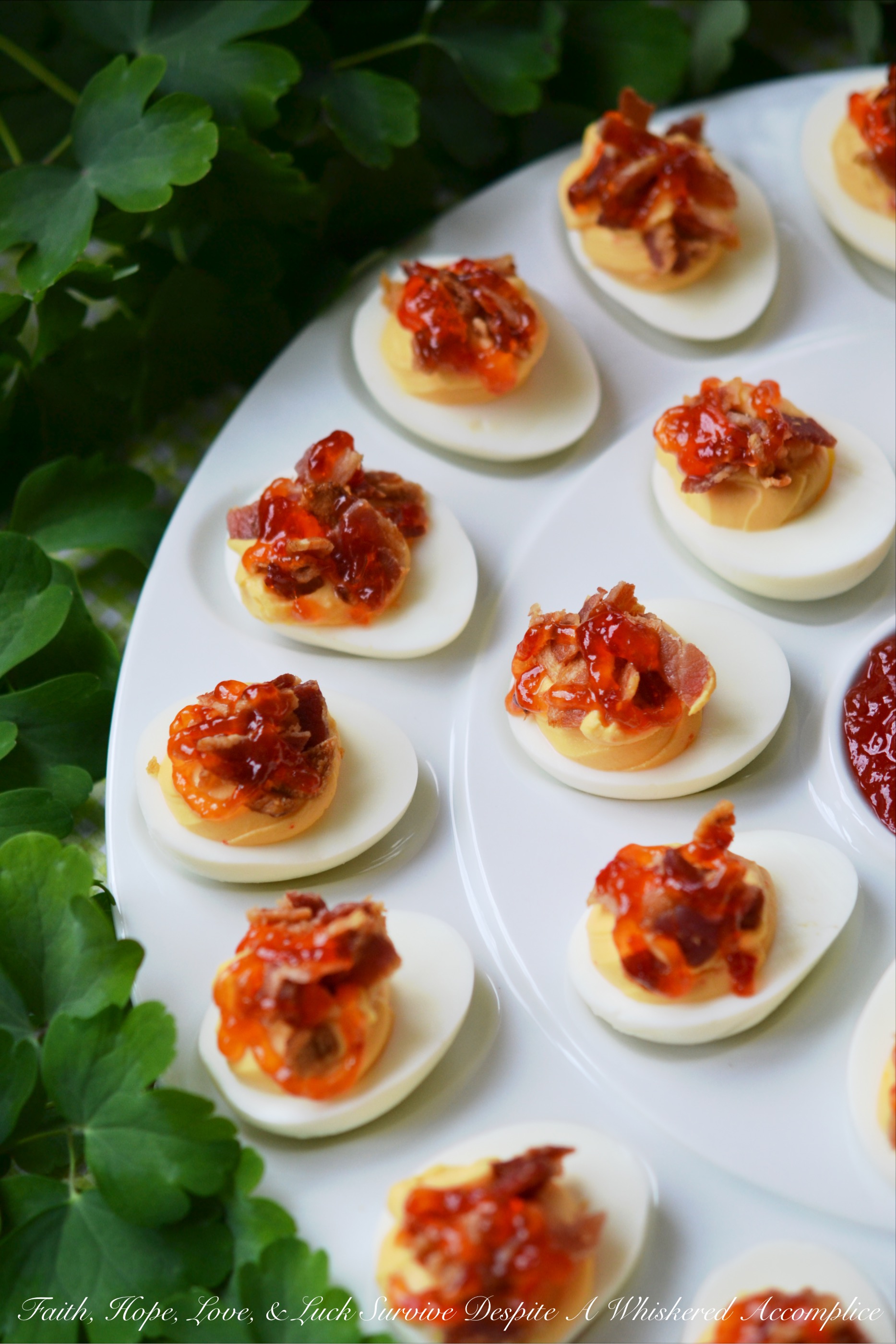 Southern Red Pepper Jelly Deviled Eggs