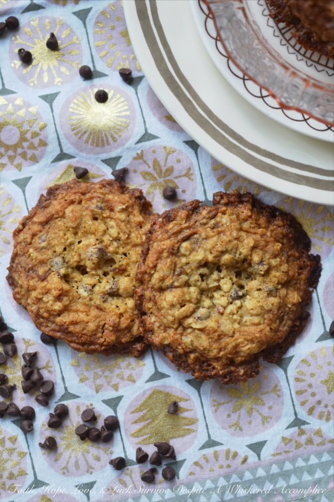 Maple Bacon Chocolate Lace Cookies - Who wants a maple cookie with bacon in it? I know I do. These bacon-laced cookies are crunchy, chewy, loaded with chocolate, and have just the right hint of bacony goodness.