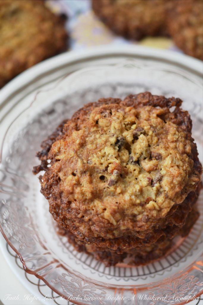 Maple Bacon Chocolate Lace Cookies - Who wants a maple cookie with bacon in it? I know I do. These bacon-laced cookies are crunchy, chewy, loaded with chocolate, and have just the right hint of bacony goodness.