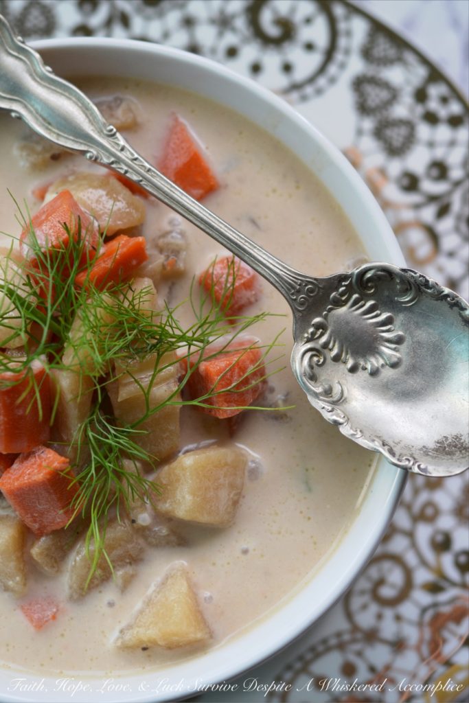 Rustic Slow-Cooker French Peasant Soup - Who knew that living like a French peasant could taste so good? This slow-cooker rustic potato, carrot, and fennel soup will completely satisfy your busy weeknight cravings and still allow you time to have a movie night with your family.