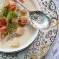 Rustic Slow-Cooker French Peasant Soup - Who knew that living like a French peasant could taste so good? This slow-cooker rustic potato, carrot, and fennel soup will completely satisfy your busy weeknight cravings and still allow you time to have a movie night with your family.