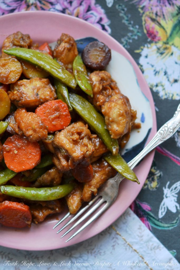 This simple crockpot Kung Pao Chicken meal has all the flavor of takeout Chinese food, only it's made with healthier ingredients and far less fat.