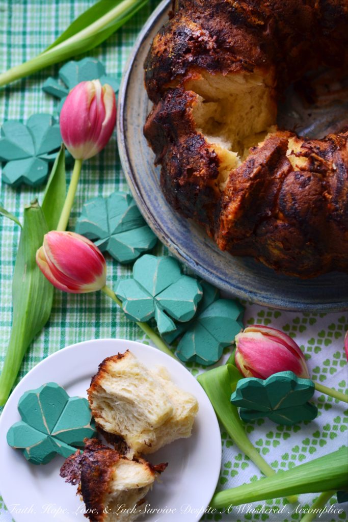 Irish Cheddar Cheesy Bread Bundt - Irish cheddar, beer, and butter help to make this pull-apart yeasted bread Bundt an instant fan favorite.