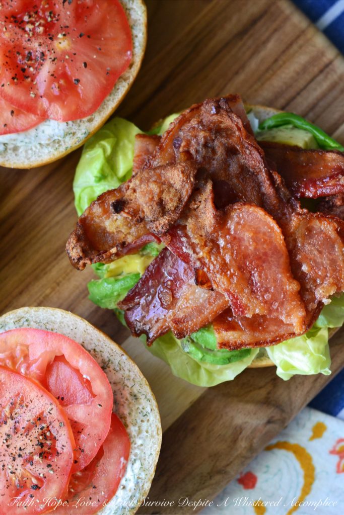 Dilly Brown Sugar Bacon BLT's - BLT's are quite amazing, however, when you add dill mayonnaise, avocado, and brown sugar rubbed bacon to them, they become something even more spectacular.