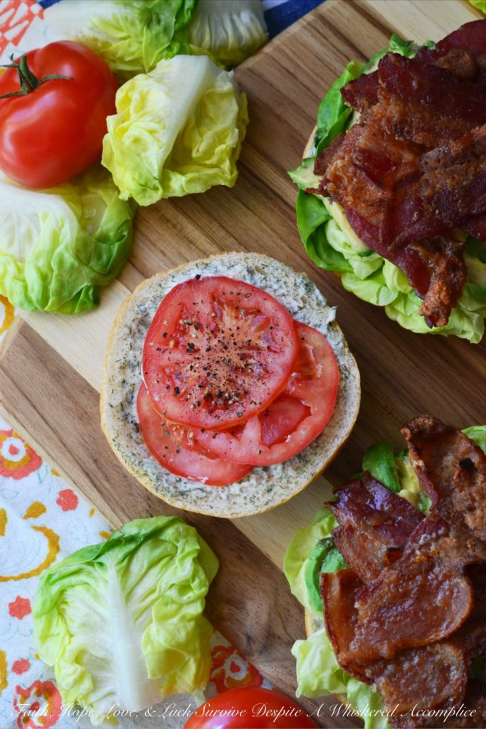Dilly Brown Sugar Bacon BLT's - BLT's are quite amazing, however, when you add dill mayonnaise, avocado, and brown sugar rubbed bacon to them, they become something even more spectacular.