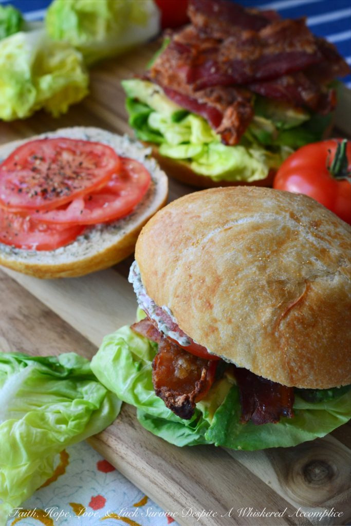 Dilly Brown Sugar Bacon BLT's - BLT's are quite amazing, however, when you add dill mayonnaise, avocado, and brown sugar rubbed bacon to them, they become something even more spectacular.