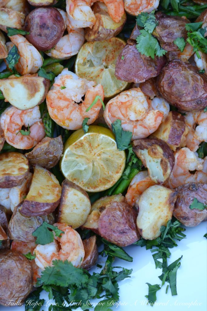 Sheet Pan Chipotle Lime Shrimp Bake - Red potatoes, asparagus, broccolini, and shrimp transform into the perfect sheet pan meal with the addition of chipotle, lime juice, and melted butter. This seafood dinner is great for when you have company on a busy evening because it tastes amazing but takes very little effort to throw together. You can use asparagus, broccolini, or a mix of the two. It’s all about what's available for a decent price.
