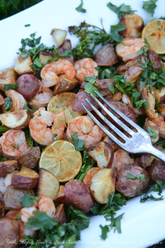 Sheet Pan Chipotle Lime Shrimp Bake - Red potatoes, asparagus, broccolini, and shrimp transform into the perfect sheet pan meal with the addition of chipotle, lime juice, and melted butter. This seafood dinner is great for when you have company on a busy evening because it tastes amazing but takes very little effort to throw together. You can use asparagus, broccolini, or a mix of the two. It’s all about what's available for a decent price.