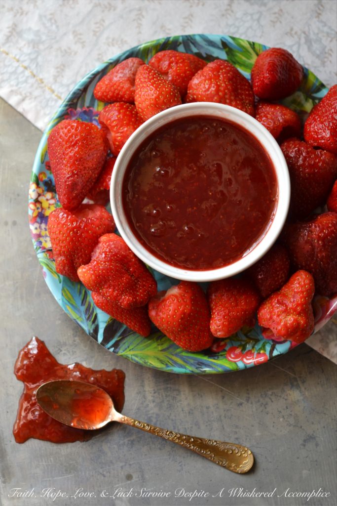 Fresh strawberries, rhubarb, sugar, sea salt, and lemon juice come together for a gorgeously sweet sauce that can be used on ice cream or pancakes.