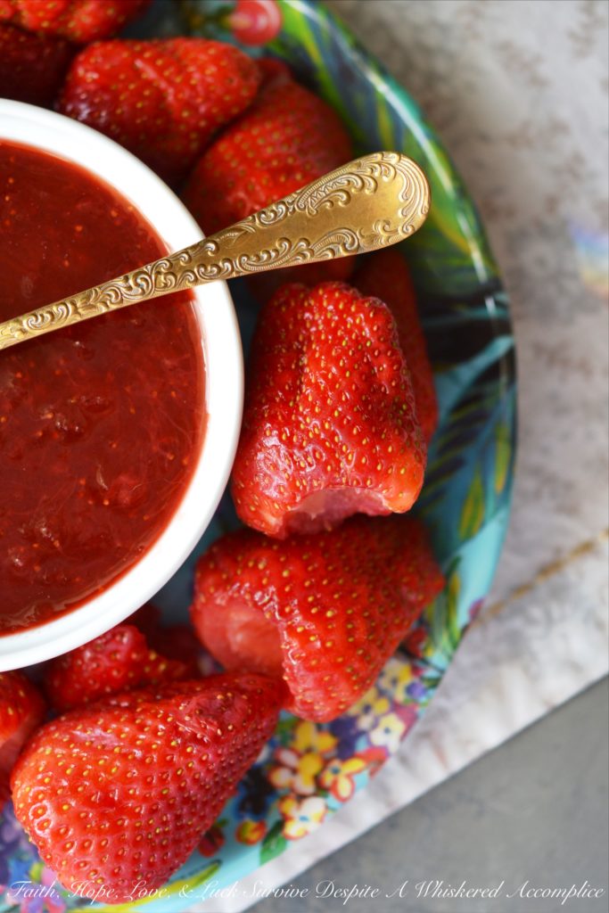 Fresh strawberries, rhubarb, sugar, sea salt, and lemon juice come together for a gorgeously sweet sauce that can be used on ice cream or pancakes.