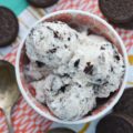Garden Mint Cookies and Cream Ice Cream - This delicious cookies and cream ice cream is perfect for cooling down in the summertime. Fresh garden mint and crushed chocolate sandwich cookies come together in this ice cream to create the most amazing creamy and super minty frozen summer treat.