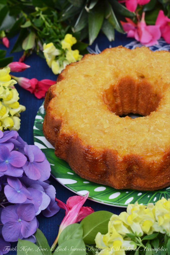 Aloha. The sweet pineapple and decadent butter flavoring in this tropical Bundt cake truly make you feel like you have arrived in a Hawaiian paradise.