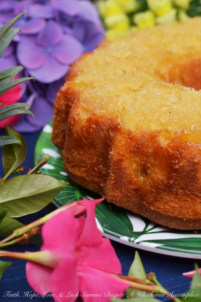 Aloha. The sweet pineapple and decadent butter flavoring in this tropical Bundt cake truly make you feel like you have arrived in a Hawaiian paradise.
