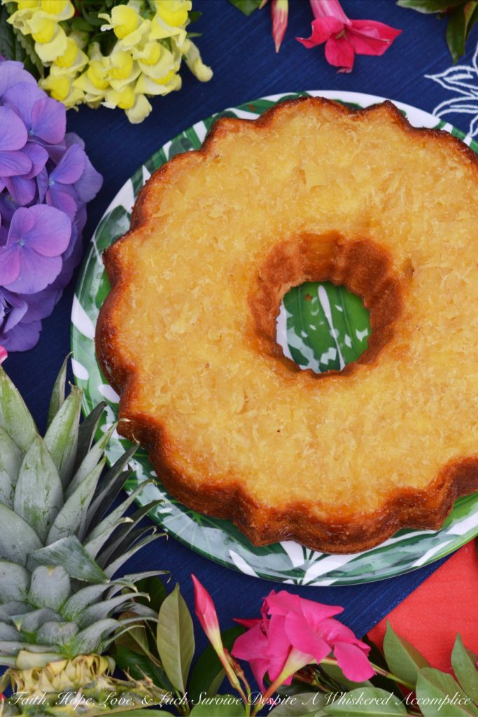 Aloha. The sweet pineapple and decadent butter flavoring in this tropical Bundt cake truly make you feel like you have arrived in a Hawaiian paradise.
