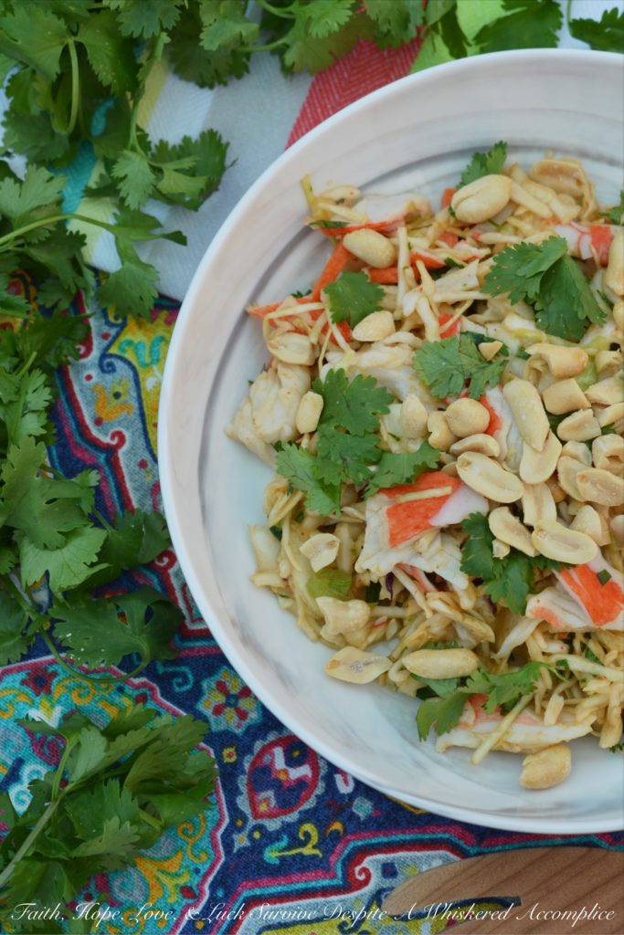 Thai Slaw with Imitation Crab Meat - Craving a vibrant, flavorful salad with seafood that's both quick and satisfying? Look no further. With crunchy peanuts, fragrant cilantro, and a perfectly balanced homemade Thai dressing, this slaw is a guaranteed crowd-pleaser. With the use of pre-shredded store-bought slaw mix and imitation crab meat, this recipe is perfect for potlucks, barbecues, or as a light and refreshing lunch or dinner.
