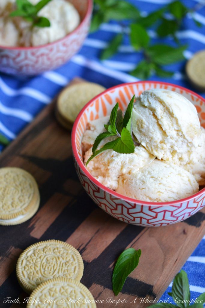Golden Oreo Peach Cobbler Ice Cream - This summer, instead of turning the oven on to make a peach cobbler and heating up the entire house, make this peach cobbler ice cream instead. Golden Oreo cookies are the secret to this no-bake peach cobbler dessert. It's the perfect summer treat and a great excuse to buy cookies and peaches the next time you're at the market.