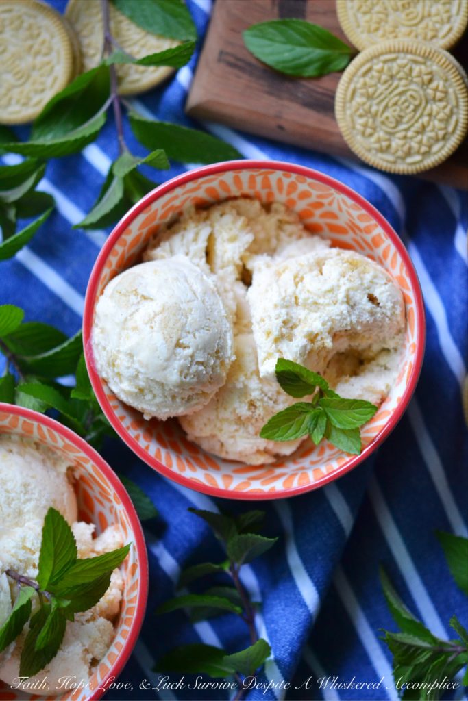 Golden Oreo Peach Cobbler Ice Cream - This summer, instead of turning the oven on to make a peach cobbler and heating up the entire house, make this peach cobbler ice cream instead. Golden Oreo cookies are the secret to this no-bake peach cobbler dessert. It's the perfect summer treat and a great excuse to buy cookies and peaches the next time you're at the market.
