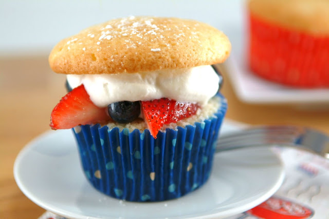 Red White and Blue-Berry Shortcake Cupcakes - The Cooking Actress