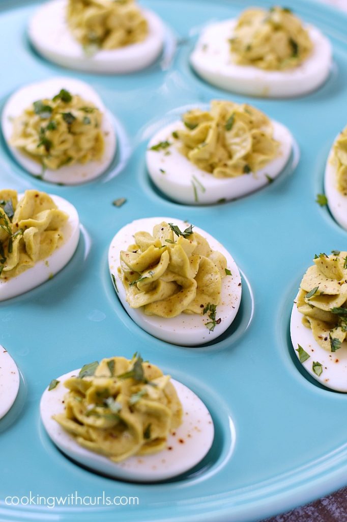 Sweet Pea Deviled Eggs - Cooking with Curls