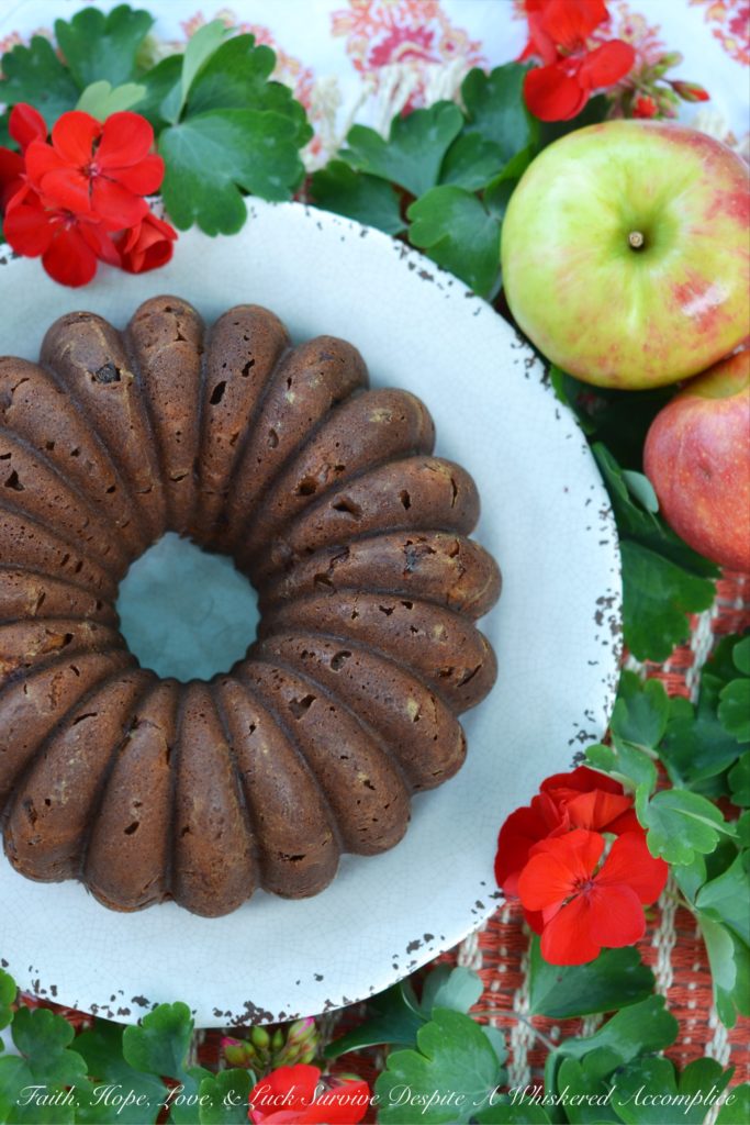 Autumn Honey Apple Bake & Slice Bundt Cake - A touch of honey and cinnamon paired with the taste of crisp autumn apples help to make this bake and slice Bundt cake a slightly sweet fall treat.