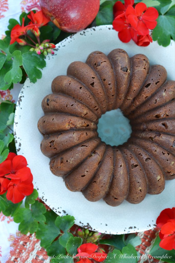 Autumn Honey Apple Bake & Slice Bundt Cake - A touch of honey and cinnamon paired with the taste of crisp autumn apples help to make this bake and slice Bundt cake a slightly sweet fall treat.