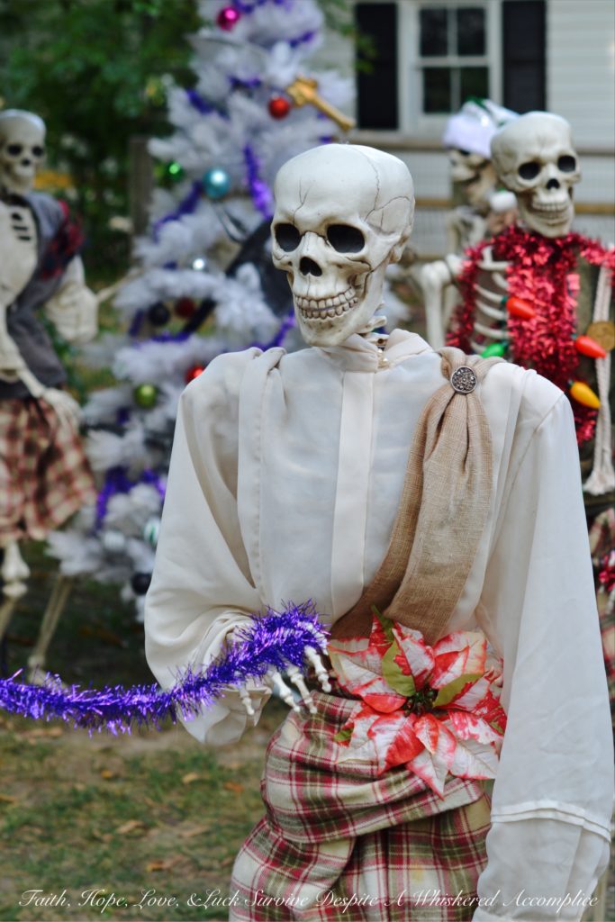 A look at The Historic Herndon Halloween House (Herndon, VA) 2017 "The Nightmare Before Christmas" themed Scottish Skeleton Clan Army.