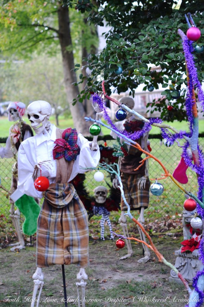 A look at The Historic Herndon Halloween House (Herndon, VA) 2017 "The Nightmare Before Christmas" themed Scottish Skeleton Clan Army.
