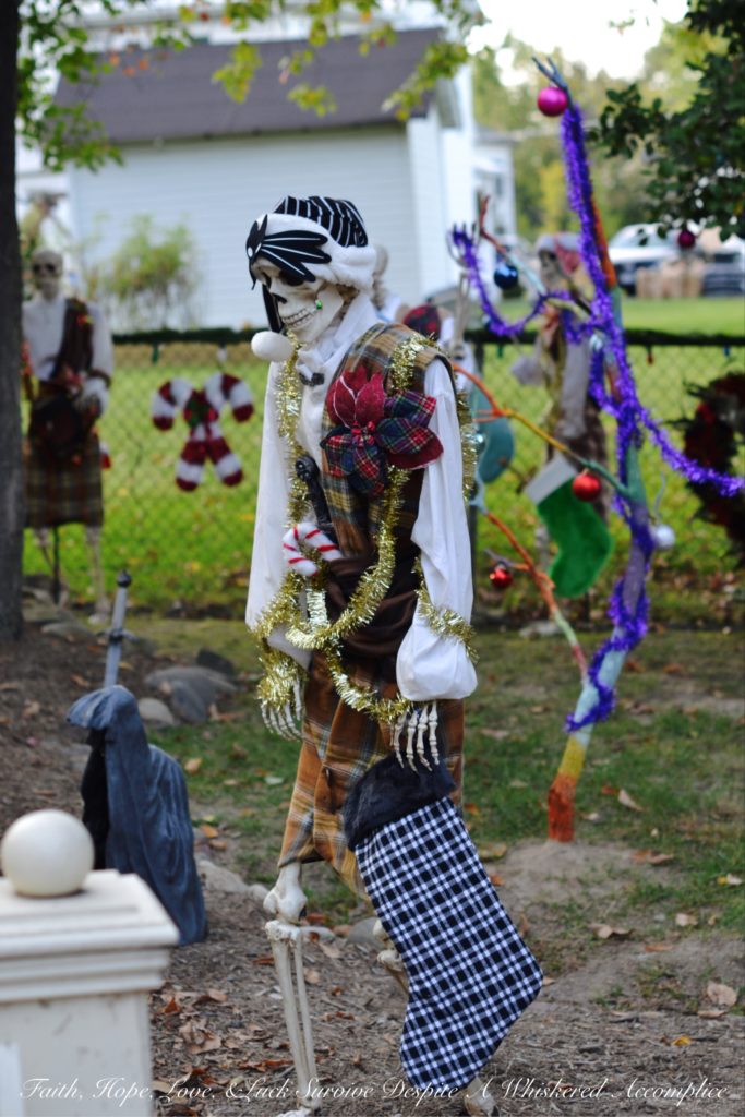 A look at The Historic Herndon Halloween House (Herndon, VA) 2017 "The Nightmare Before Christmas" themed Scottish Skeleton Clan Army.