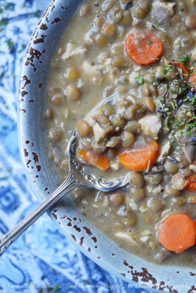 French Lentil and Carrot Crockpot Soup - How can so few ingredients result in such an amazing bowl of lentil soup? It's almost mind-boggling. This filling crockpot or slow-cooker soup recipe, containing rotisserie chicken, carrots, lentils, and Herbes de Provence, is sure to be an instant recipe hit with your family. They'll be delighted with its taste and you'll absolutely adore how easy it is to make on a busy weeknight.