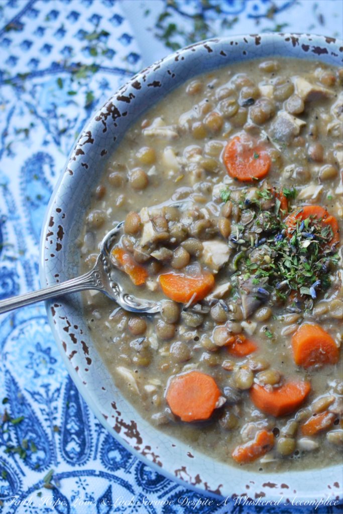 French Lentil and Carrot Crockpot Soup - How can so few ingredients result in such an amazing bowl of lentil soup? It's almost mind-boggling. This filling crockpot or slow-cooker soup recipe, containing rotisserie chicken, carrots, lentils, and Herbes de Provence, is sure to be an instant recipe hit with your family. They'll be delighted with its taste and you'll absolutely adore how easy it is to make on a busy weeknight.