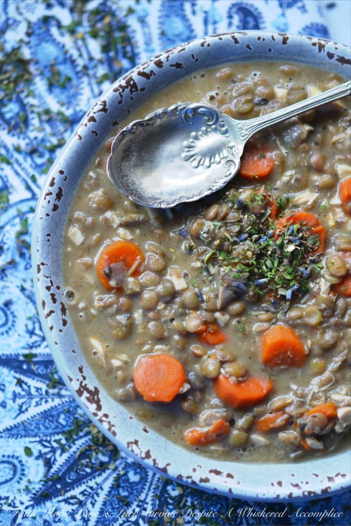 French Lentil and Carrot Crockpot Soup - How can so few ingredients result in such an amazing bowl of lentil soup? It's almost mind-boggling. This filling crockpot or slow-cooker soup recipe, containing rotisserie chicken, carrots, lentils, and Herbes de Provence, is sure to be an instant recipe hit with your family. They'll be delighted with its taste and you'll absolutely adore how easy it is to make on a busy weeknight.