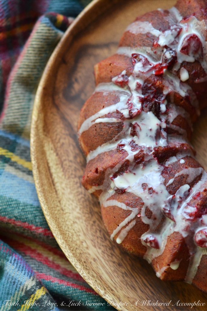 Cranberry & Beer Breakfast Bundt Cake - Cranberry sauce and beer are the secret to making this fall breakfast Bundt cake so amazingly delicious. Who says you can't have beer for breakfast?