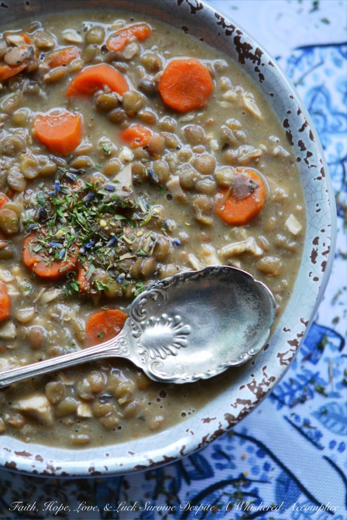 French Lentil and Carrot Crockpot Soup - How can so few ingredients result in such an amazing bowl of lentil soup? It's almost mind-boggling. This filling crockpot or slow-cooker soup recipe, containing rotisserie chicken, carrots, lentils, and Herbes de Provence, is sure to be an instant recipe hit with your family. They'll be delighted with its taste and you'll absolutely adore how easy it is to make on a busy weeknight.