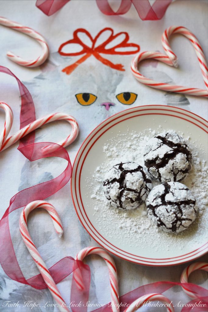 Mexican Chocolate Chip Crinkle Cookies - A hint of cinnamon and spice make these traditional Christmas chocolate chip crinkle cookies coated in powdered sugar a real holiday treat.