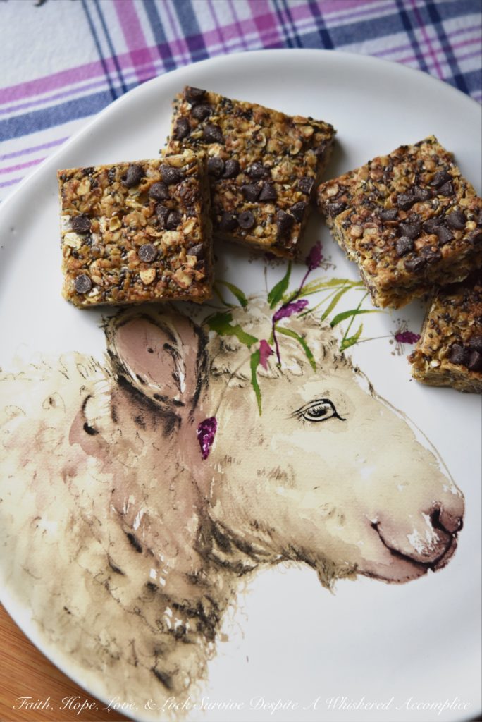 Peanut Butter & Chocolate Chip Granola Squares - These healthier homemade granola squares are incredibly easy to make at home with just a few simple ingredients. You’ll love the chewy texture from quick-cooking oats, the boost of nutrition from chia seeds, and the satisfying flavor of creamy peanut butter. A drizzle of honey provides a touch of sweetness, and a scattering of mini chocolate chips makes them irresistibly good.