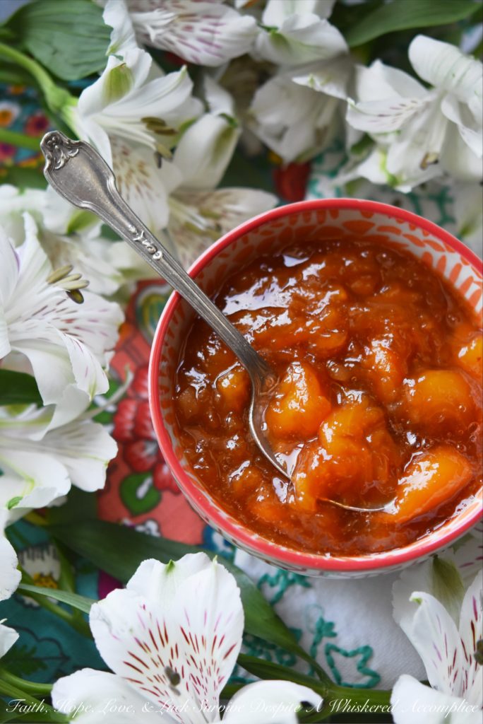 Small-Batch Ginger & Peach Jam - Finely diced crystallized ginger and frozen sliced peaches blend together with sugar, sea salt, and lemon juice in this small-batch sweet and spicy jam.