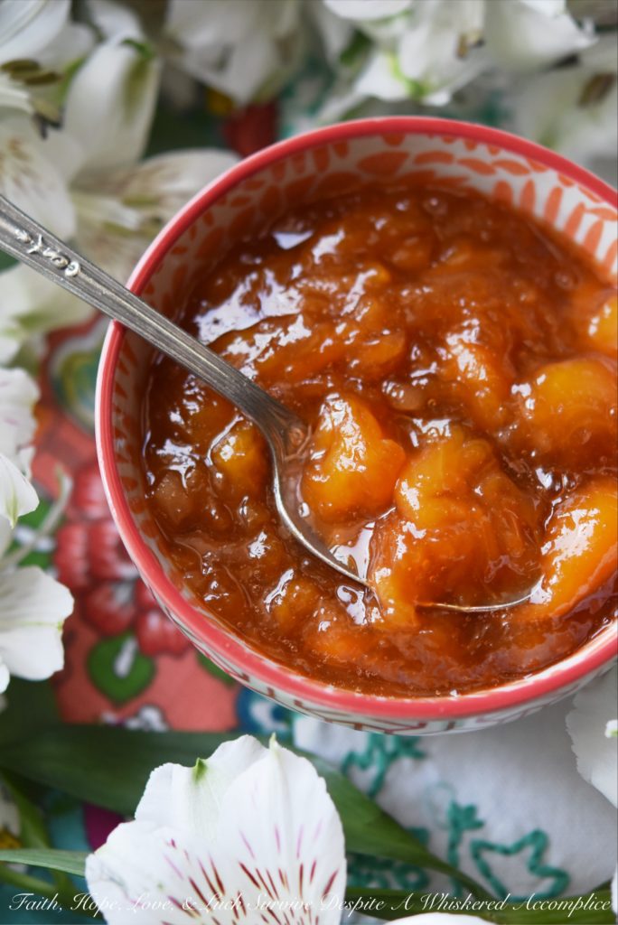 Small-Batch Ginger & Peach Jam - Finely diced crystallized ginger and frozen sliced peaches blend together with sugar, sea salt, and lemon juice in this small-batch sweet and spicy jam.