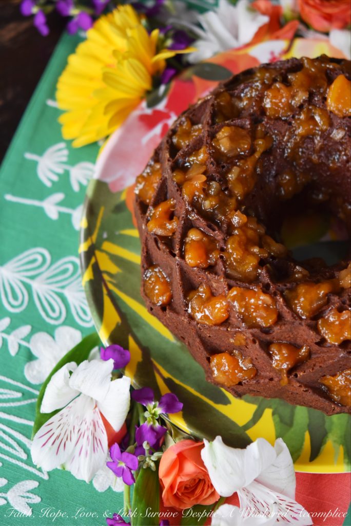 Ginger & Peach Jam Cake - Spicy ginger and sweet peach jam combine together in this Bundt cake to make a dessert that is absolutely heavenly as well as comforting.