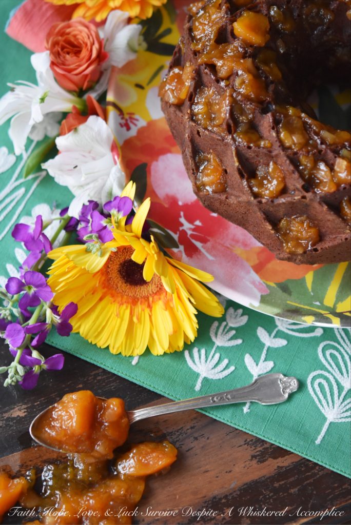 Ginger & Peach Jam Cake - Spicy ginger and sweet peach jam combine together in this Bundt cake to make a dessert that is absolutely heavenly as well as comforting.