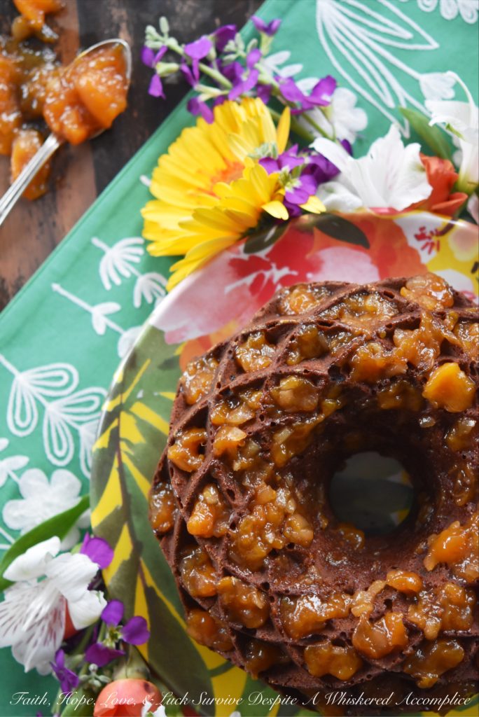 Ginger & Peach Jam Cake - Spicy ginger and sweet peach jam combine together in this Bundt cake to make a dessert that is absolutely heavenly as well as comforting.
