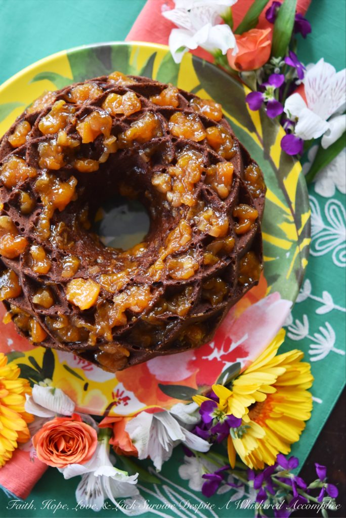 Ginger & Peach Jam Cake - Spicy ginger and sweet peach jam combine together in this Bundt cake to make a dessert that is absolutely heavenly as well as comforting.