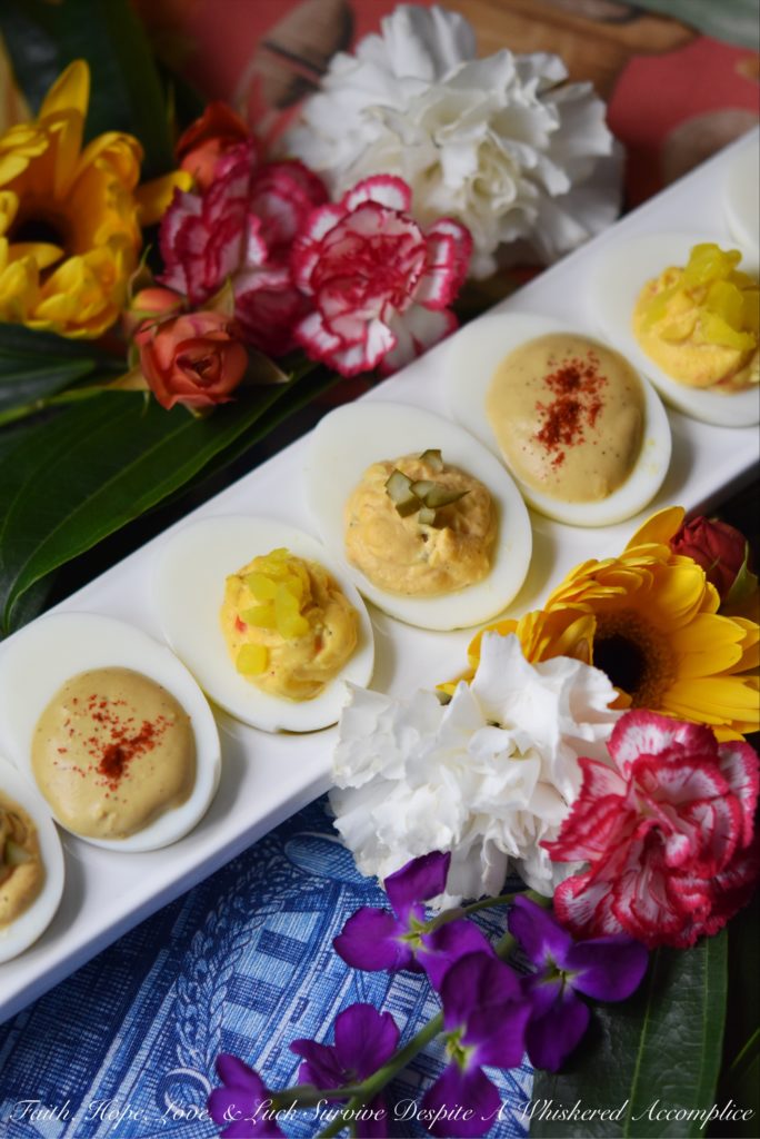 Deviled Eggs Three Delicious Ways - Turn ordinary deviled eggs into something delightfully delicious using the condiments and garnishes you have on hand in your refrigerator, pantry, or spice cabinet. These Thousand Island, Worcestershire, and Mild Pepper Ring Deviled Eggs are just three examples of what you can create with everyday ingredients.