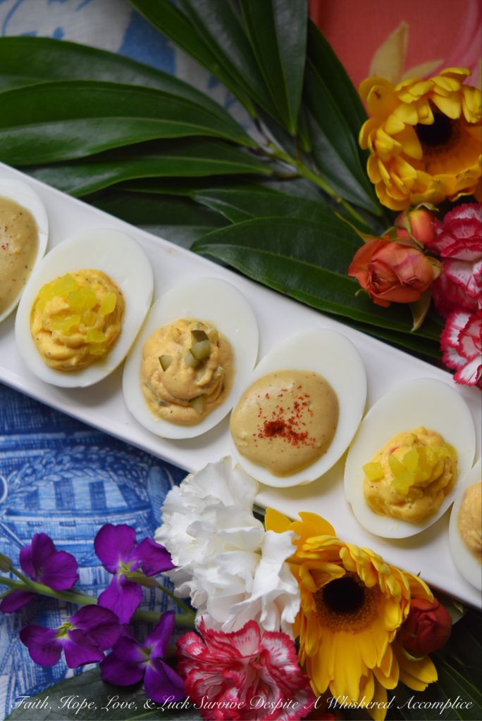 Deviled Eggs Three Delicious Ways - Turn ordinary deviled eggs into something delightfully delicious using the condiments and garnishes you have on hand in your refrigerator, pantry, or spice cabinet. These Thousand Island, Worcestershire, and Mild Pepper Ring Deviled Eggs are just three examples of what you can create with everyday ingredients.